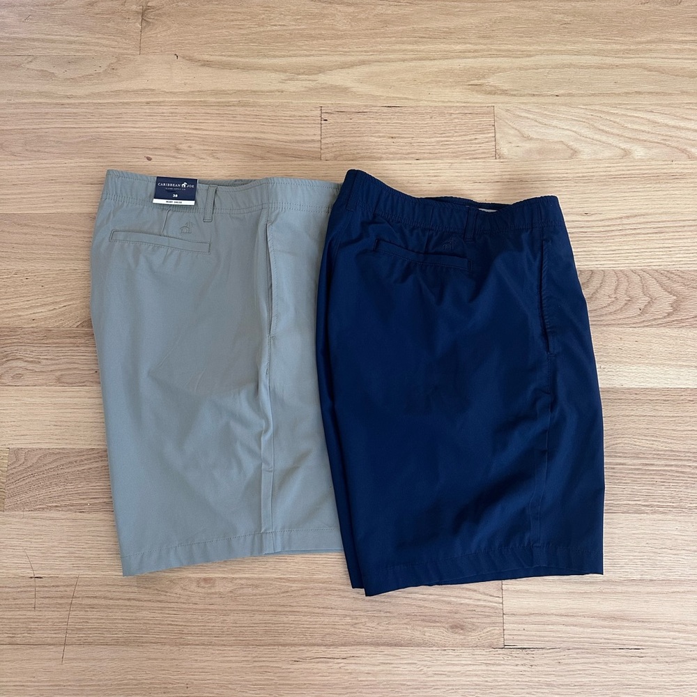 Caribbean Joe Men's Navy and Gray Performance Shorts
